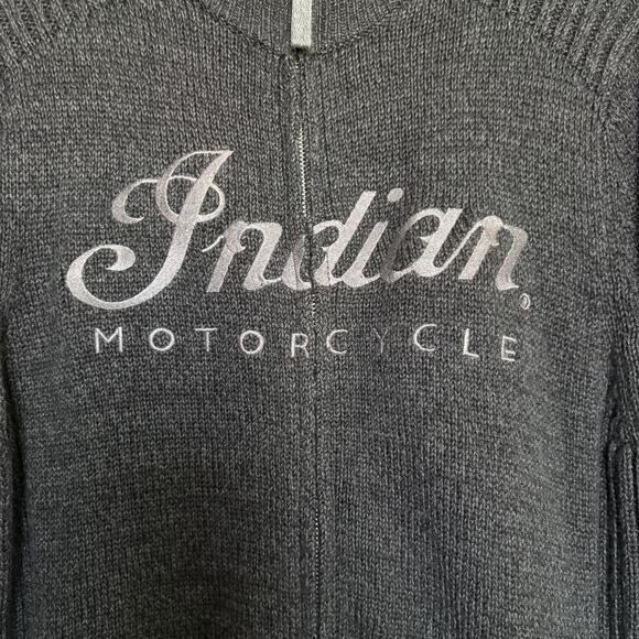 Indian Motorcycle Lucky Brand Full Zip Sweater Jacket Charcoal Gray  M GORPCORE - Picture 10 of 10